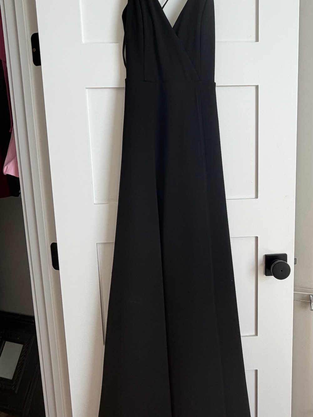 Windsor Black Wrap-Front Prom Dress